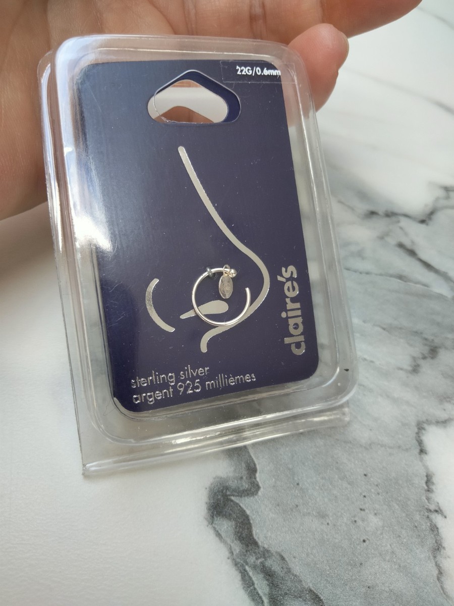 New Claire's Nose Ring Piercing Accessory Sterling Silver 925 Gift