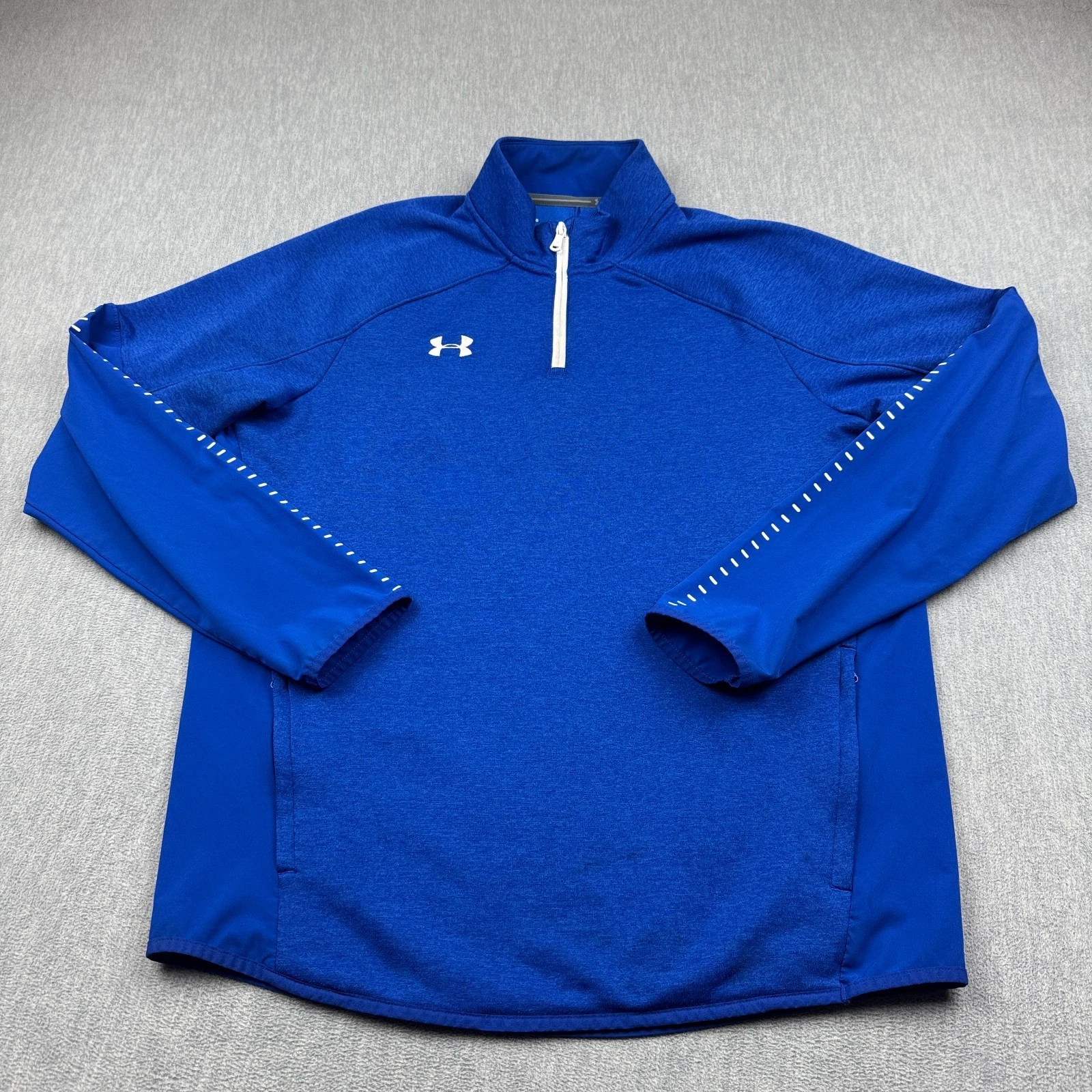 Under Armour Shirt Mens Large Blue Qualifier Hybrid 1/4 Zip Pullover Athletic