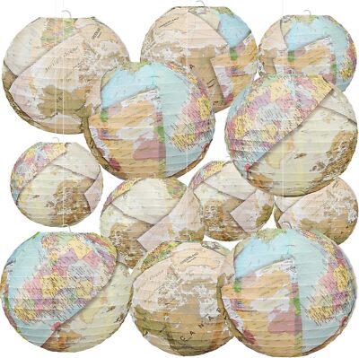 12 Pcs 10 Inch Map Classroom Decorations Travel Themed Hanging Paper 