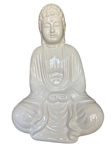 Vintage 13” Dynasty White Glaze Porcelain Buddha Statue Very Nice Condition