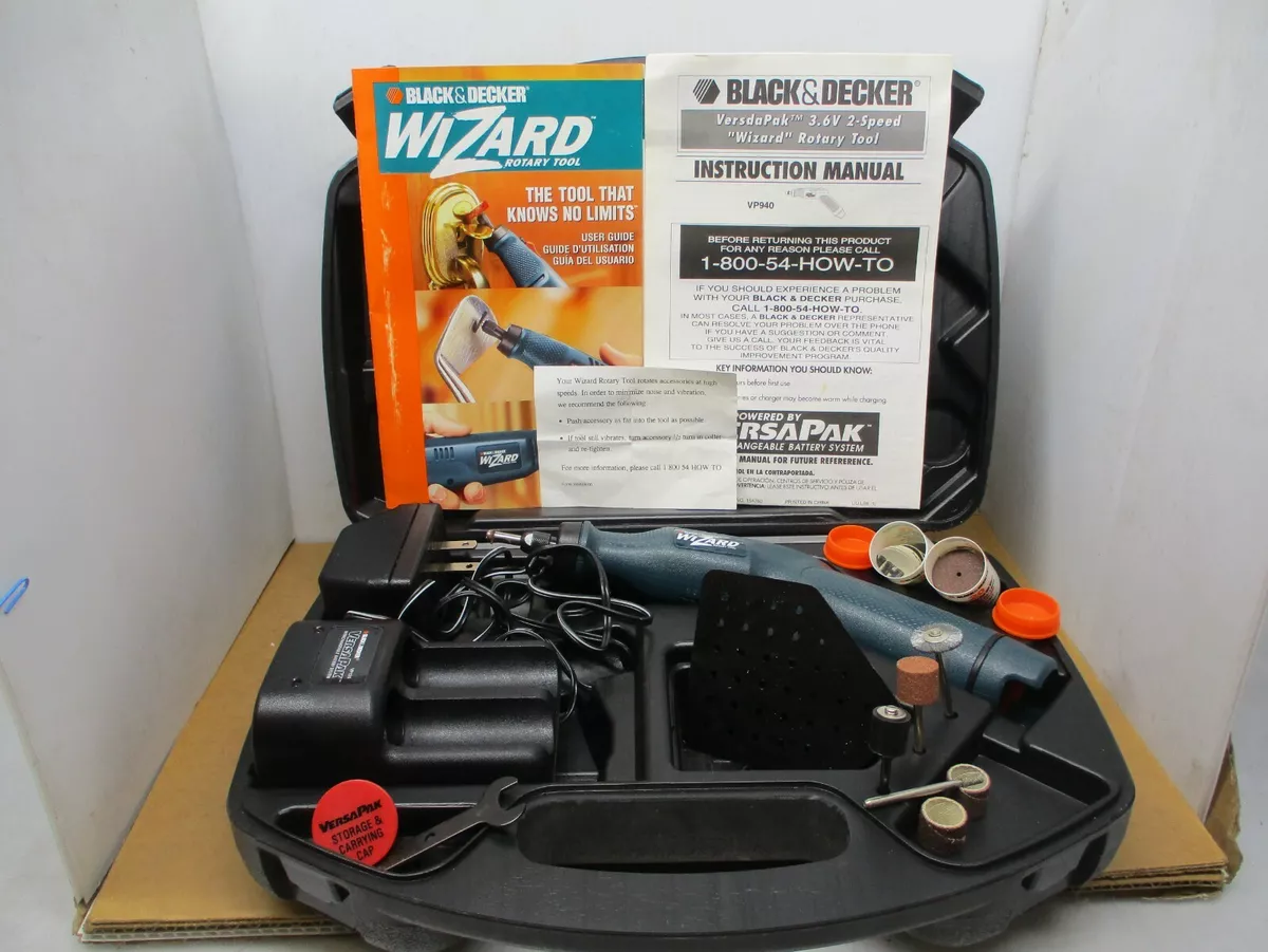 Black & Decker Wizard Cordless Rechargeable Rotary Tool VP940 w/ Charger &  Case