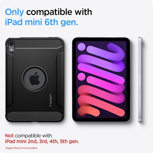 For Apple iPad Mini 6 Case | Spigen [ Rugged Armor ] Shockproof Slim Hard Cover - Picture 2 of 12