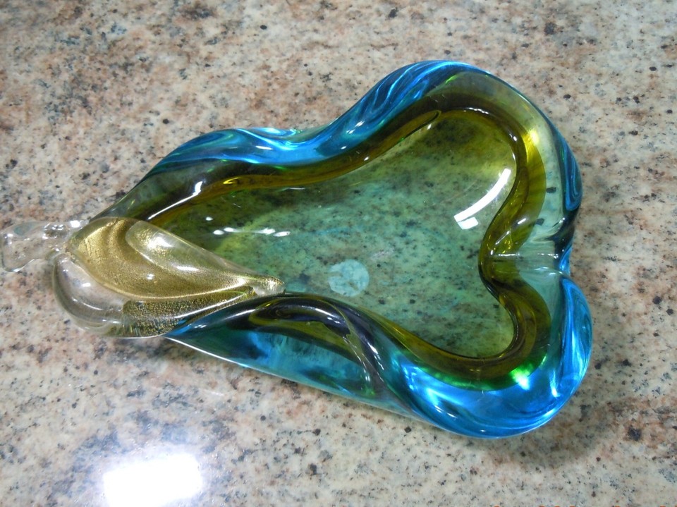 MID CENTURY MODERN LIVIO SEGUSO STYLE ART GLASS PEAR SHAPE ASH