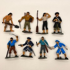 Vintage Soviet USSR Plastic Character Toy Set 8 Soldiers Pirates Signed