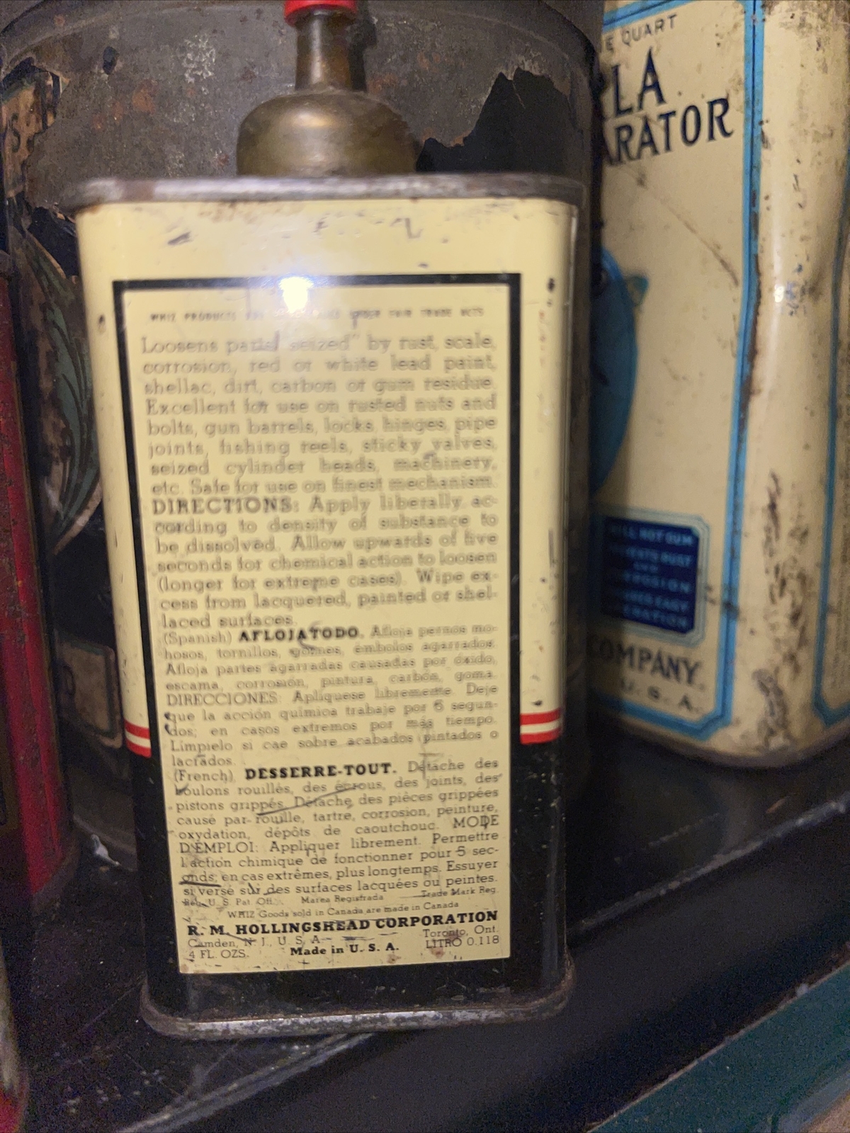 Vintage Original Whiz 8 Oz Mechanics Loosen All Oil Can Oiler graphics