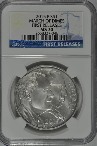 2015 P March of Dimes Uncirculated Silver Dollar NGC MS70 First Release