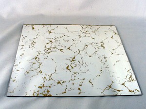 SET OF 6 VINTAGE GOLD VEIN GLASS MIRROR TILES 12"X12" MID CENTURY