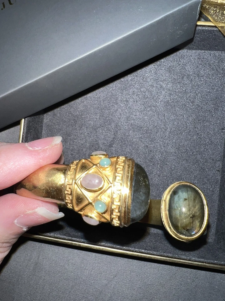 Brazalete brazalete con bisagras Julie Vos labradorita real/cuarzo rosa/calcedonia WOW Foto 3 de 4