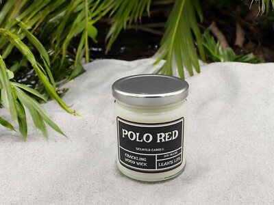 Wood wick * POLO RED * RALPH LAUREN TYPE * scented * Leah's Lite Candle *9oz 