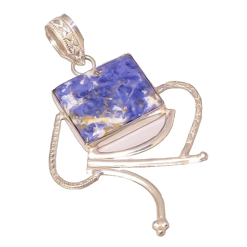 Sodalita Piedra Plateado Plata Moda Collares y Colgantes