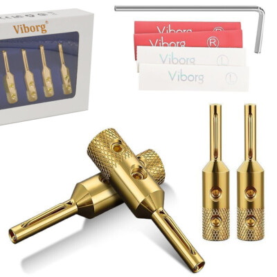 4stk VIBORG Reines Kupfer mit Vergoldet HiFi Lautsprecherkabel Bananenstecker