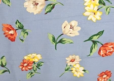 Vintage Peter Pan Fabrics Floral Blue with Multi Color Flowers 59" x 3-2/3 yards