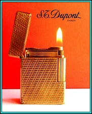 S.T. DUPONT Line 1 SMALL GOLD Plated Lighter / Briquet / Feuerzeug - SERVICED