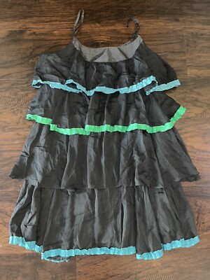 Marc By Marc Jacobs Dark Gray Blue Green Ribbon Tiered Silk Dress Size 10  $398 | eBay