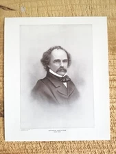 NATHANIEL HAWTHORNE.12" x 10" PERRY ENGRAVING PRINT.EX-LIB STICKER IN BACK*PPB