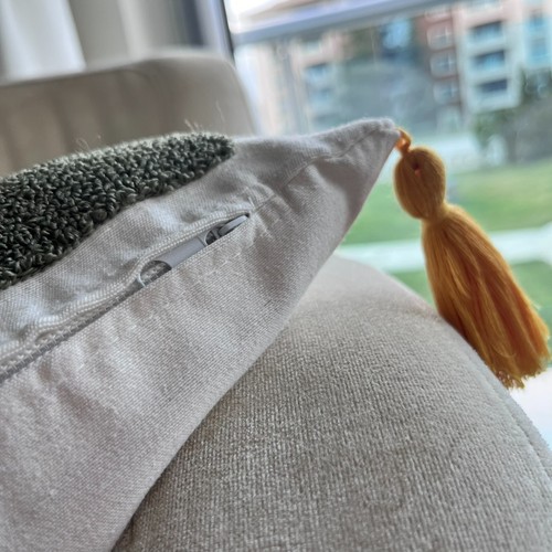 16 x 16 " Tassel Pillowcase with Punch Embroidery, Decorative Pillow Cover - Picture 4 of 6