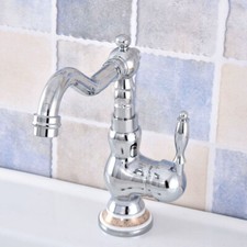 Polished Chrome Bathroom Kitchen Bar Vessel Sink Swivel Faucet Mixer Tap ssf677