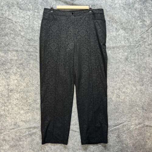 Chicos Pants Size 2 Womens Size 12 Black Zenergy Pull On Stretch Straight Scroll - Picture 1 of 12