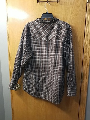 VTG BIG MAC Shirt Men's Large Button Up Plaid Long Sleeve Brown (Non Flannel) - Picture 6 of 7
