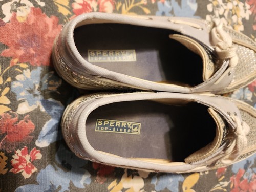 Women’s Sperry Top-Sider Sequins Shiny Silver Deck Boat Casual Shoes US 8 - Picture 2 of 6