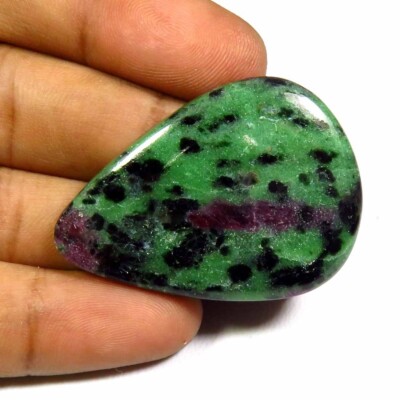 Natürlicher Ruby in Zoisite Cabochon 40x28mm Tropfen Rot Grün 48 Cts RZ-135