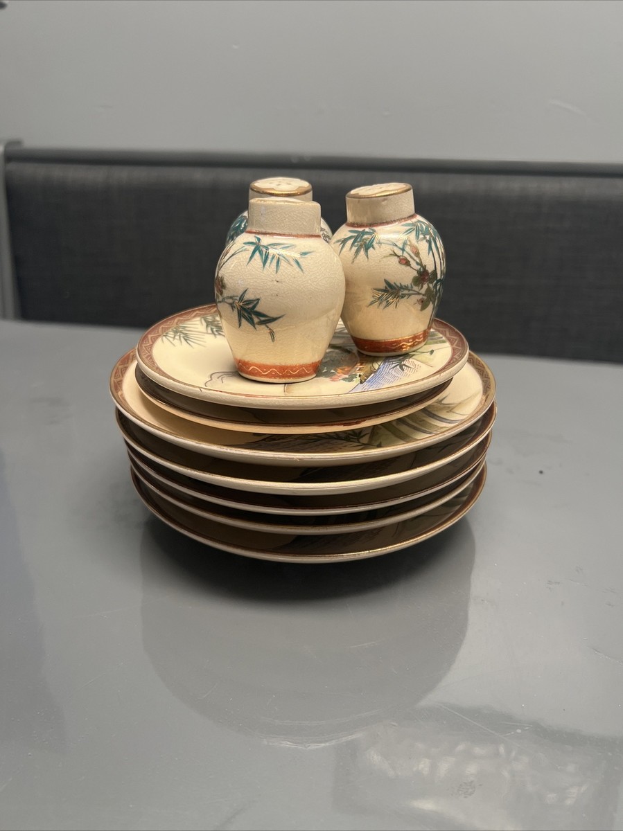 SHANANA MIL 60’s Vintage Hand Painted Vint Set Hand Painted Satsuma Soko China Made In Japan, Last Pic