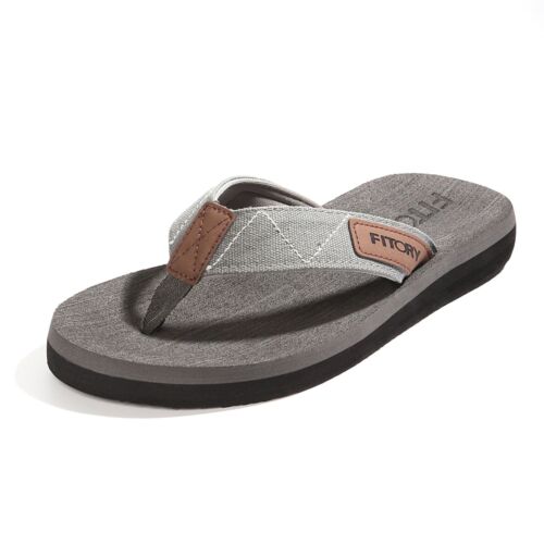 Men's Flip-Flops, Thongs Sandals Comfort Slippers for Beach Grey Size 10