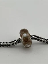 Authentic Trollbeads Gold Glitter Pinwheel Petals Unique #258