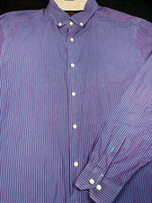 Ben Sherman Mens Button Front Long Sleeve Cotton Stripe Shirt Large L