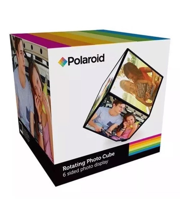 Polaroid Photo 6 Sided Rotating Cube 3d Frame Personalise Fits Photos