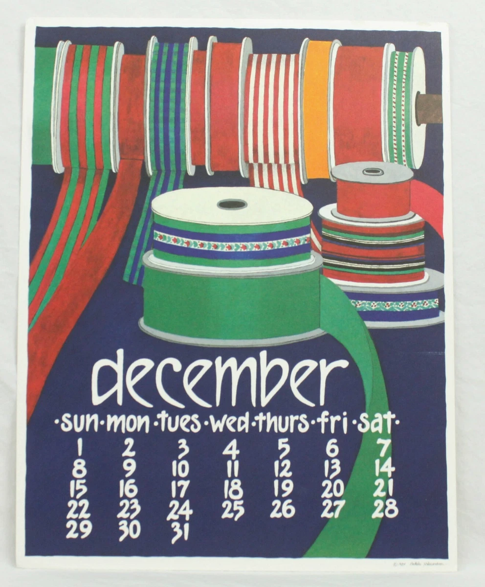 DECEMBER 1984 Vintage Primitive Lithograph Folk Art Calendar Schumann  Poster | eBay