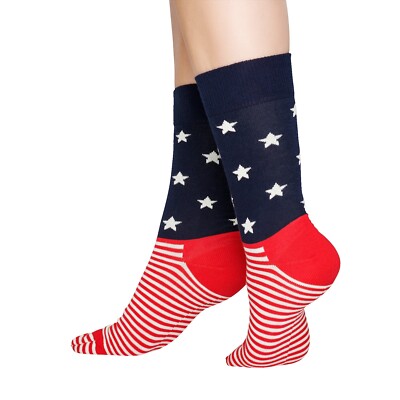 Happy Socks Premium United States Star Stripe Socks, Star Spangled Socks Unisex