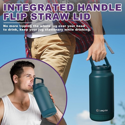 64oz Insulated Water Bottle Half Gallon Stainless Steel Vacuum Tumbler With Flip - Picture 2 of 7