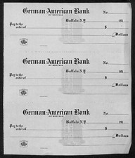 German American Bank of Buffalo 3 Attached Bank Checks Unused c1910-1919