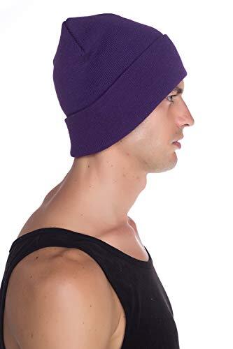 Beanie Men Women - Unisex Cuffed Plain Skull Knit Hat Cap One Size Purple - Afbeelding 5 van 7