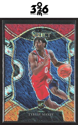 Tyrese Maxey 2020-21 Panini Select Red White Orange Shimmer Rookie