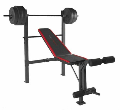 Weight Bench W Weights Set 100lb Bar Press Barbell Set Home Gym