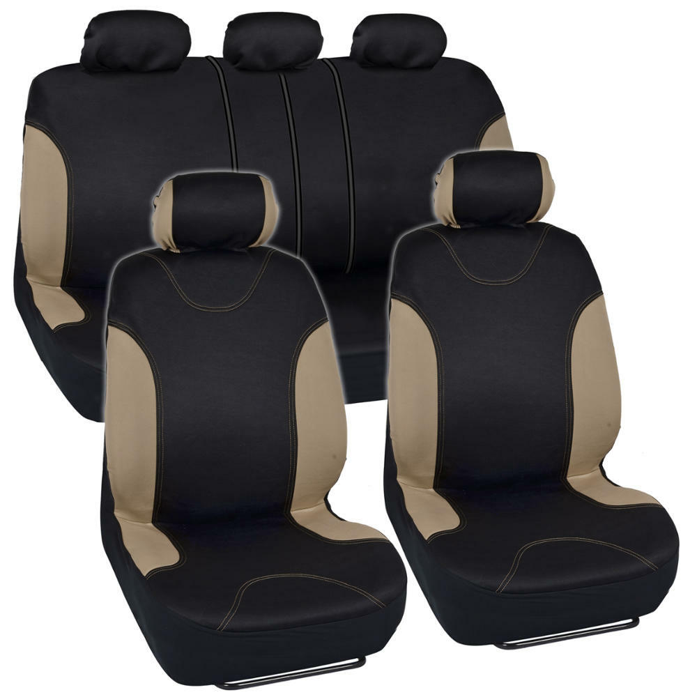 UltraSleek Tan Beige Car Seat Covers for Car Truck SUV Van - Universal Fit