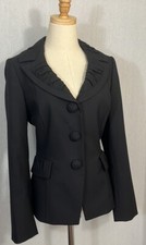 Tahari Black Ruffled Blazer Jacket 8