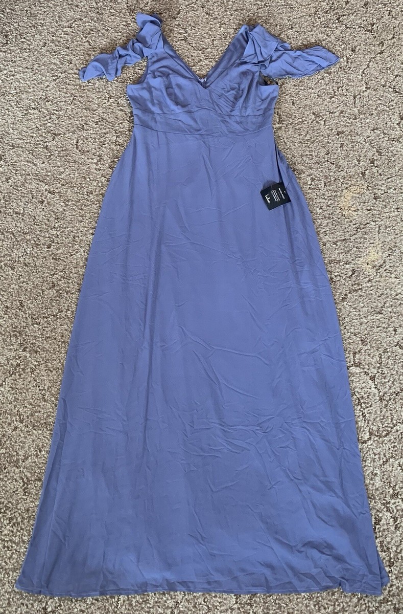 lulus blue bridesmaid dresses LuLus Blue Crochet Maxi Halter Dress with Thigh High Slit. Size S   eBargainsAndDeals Vintage Store