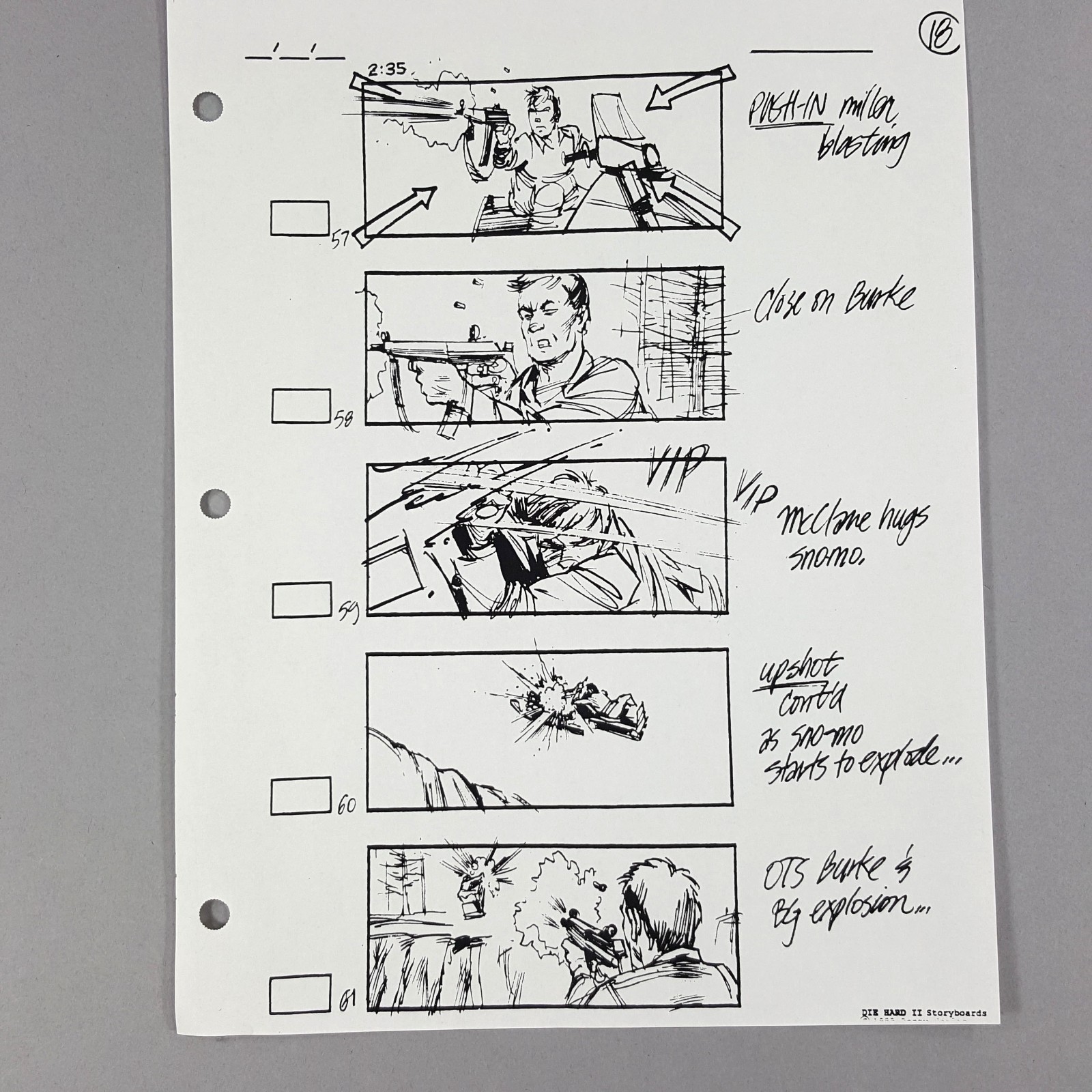 Image 9 of Die Hard 2 - Production Used Storyboard, Bruce Willis Snowmobile Chase, Prop 18