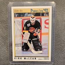 1991-92 O-PEE-CHEE PREMIER #158 KIRK MCLEAN VANCOUVER CANUCKS NHL BASE SET