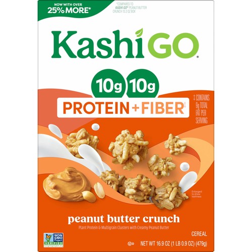 GO Protein Cereal, 10g Protein, 10g Fiber, Peanut Butter Crunch, 16.9oz Box 1... - Picture 9 of 9
