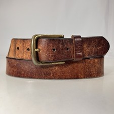 Tommy Hilfiger Distressed Wide Brown Leather Dress Belt - Men's Size 42