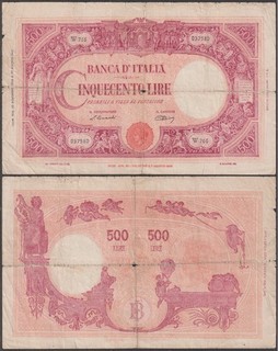 Italy 500 Lire 1946 VG (large edge splits & center split) P 70