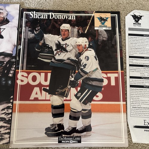 De colección. Lote de 4 programas de revista San Jose Sharks de la década de 1990 con edición limitada Insertos para fotos - Imagen 4 de 14