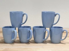6 Corelle Corning Stoneware Light Blue Periwinkle 12oz Mugs Cups Coffee Set MCM