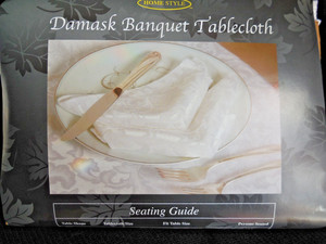 White Damask Tablecloth Banquet Size 60 x 120 Oblong New