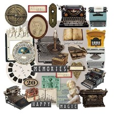 CATaireen Vintage Junk Journal Items Kit Pre Cut 2.1 inches, Multiple colors
