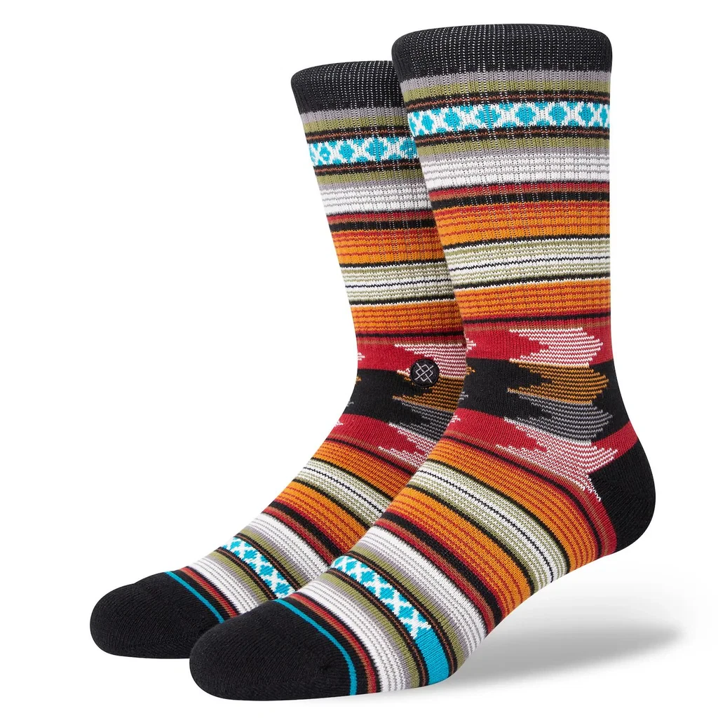 Stance Adult Black Crew Cotton InfiKnit Cushion Stripe Baron Casual Socks L 9-13